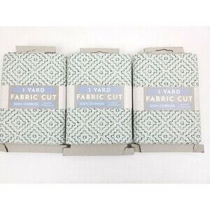 3 Yards Sewing Fabric David Textiles Green Diamonds Geometric 1 Yard Each (x3)